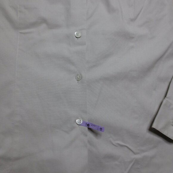 ANN TAYLOR womens BLOUSE ecru DRESS shirt STRETCH light gray CAREER SIZE 6 - Picture 6 of 9